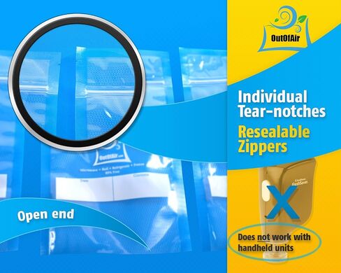 50 Zipper Vacuum Sealer Bags: Quart Size (8" x 12") - OutOfAir Vacuum Seal Zip Bags, Works with FoodSaver & Other Savers, 33% Thicker BPA Free Commercial Grade Great for Snacks On The Go in Saudi Arabia