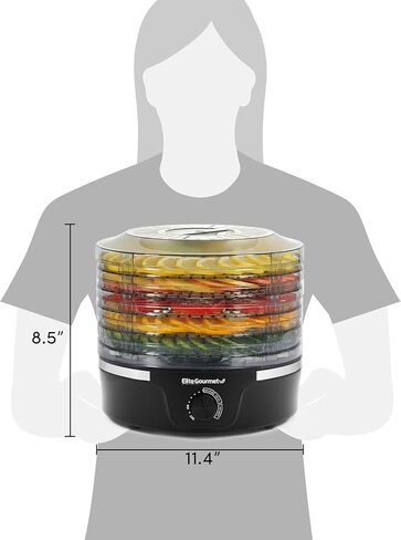 Elite Gourmet EFD319 Food Dehydrator, 5 BPA-Free 11.4" Trays Adjustable Temperature Controls, Jerky, Herbs, Fruit, Veggies, Dried Snacks, Black in Saudi Arabia