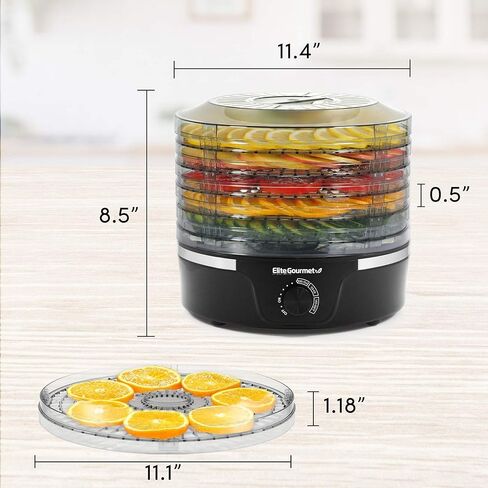 Elite Gourmet EFD319 Food Dehydrator, 5 BPA-Free 11.4" Trays Adjustable Temperature Controls, Jerky, Herbs, Fruit, Veggies, Dried Snacks, Black in Saudi Arabia