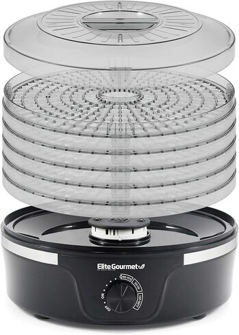 Elite Gourmet EFD319 Food Dehydrator, 5 BPA-Free 11.4" Trays Adjustable Temperature Controls, Jerky, Herbs, Fruit, Veggies, Dried Snacks, Black in Saudi Arabia