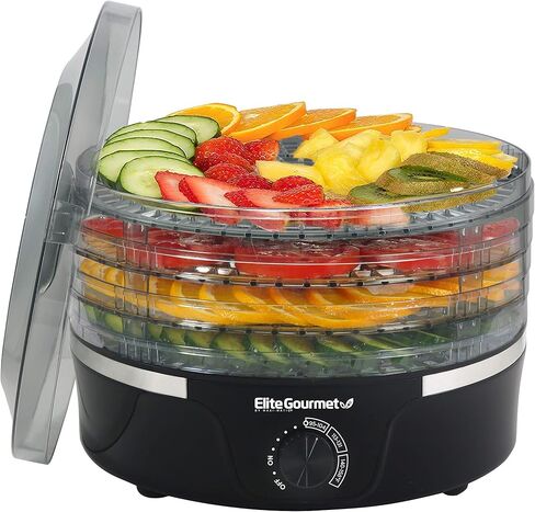 Elite Gourmet EFD319 Food Dehydrator, 5 BPA-Free 11.4" Trays Adjustable Temperature Controls, Jerky, Herbs, Fruit, Veggies, Dried Snacks, Black in Saudi Arabia