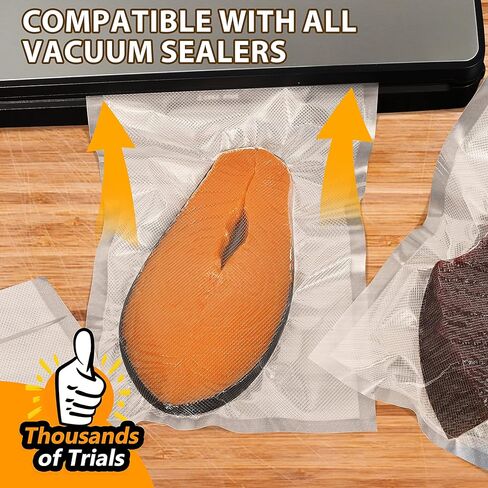 200 كيس من أكياس تفريغ الهواء، أكياس غلق مفرغة للطعام مقطعة مسبقًا للأغذية، أكياس غلق للوجبات شديدة التحمل خالية من البيسفينول A، أكياس عازلة للطعام من الدرجة التجارية لتخزين تفريغ الهواء وإعداد الوجبات in Kuwait