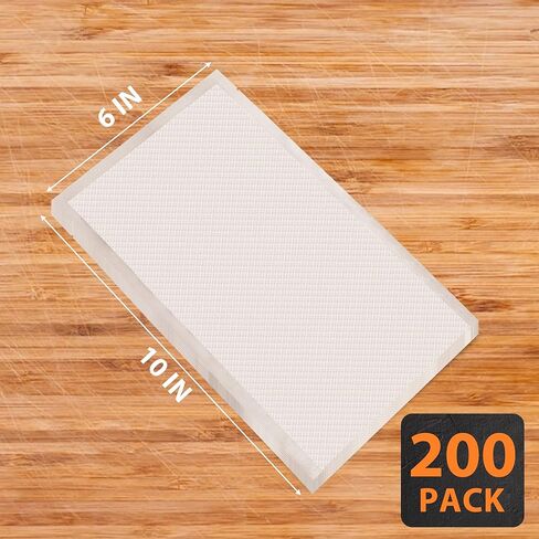 200 كيس من أكياس تفريغ الهواء، أكياس غلق مفرغة للطعام مقطعة مسبقًا للأغذية، أكياس غلق للوجبات شديدة التحمل خالية من البيسفينول A، أكياس عازلة للطعام من الدرجة التجارية لتخزين تفريغ الهواء وإعداد الوجبات in Kuwait