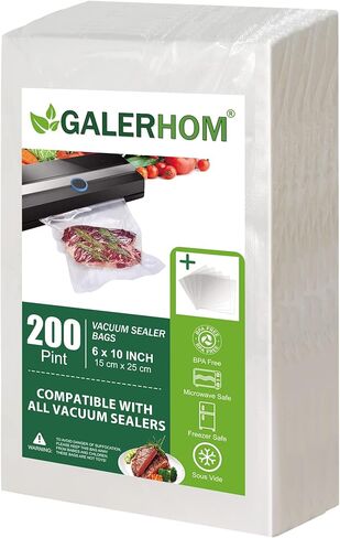 200 كيس من أكياس تفريغ الهواء، أكياس غلق مفرغة للطعام مقطعة مسبقًا للأغذية، أكياس غلق للوجبات شديدة التحمل خالية من البيسفينول A، أكياس عازلة للطعام من الدرجة التجارية لتخزين تفريغ الهواء وإعداد الوجبات in Kuwait