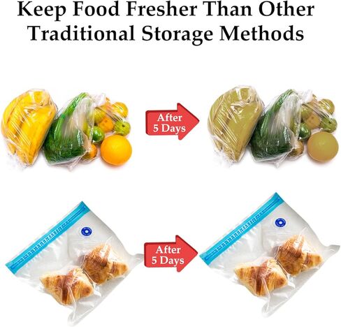 أكياس Elegant Choise Sous Vide، 26 عبوة من أكياس تخزين الطعام محكمة الغلق وقابلة لإعادة الاستخدام، قابلة للإغلاق مع صمام هواء مزدوج الطبقات، حقيبة تخزين الطعام، خالية من مادة BPA، 4 مقاسات 25 قطعة in Kuwait