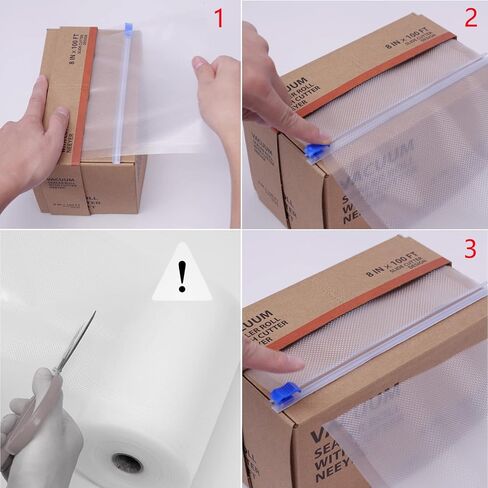 ناير اكياس اغلاق مفرغة من الهواء، 8 انش × 100 قدم مع قاطعة، مثالية لحفظ الطعام، خالية من البيسفينول ايه، امنة عالمية، رائعة للتخزين في الهواء الطلق، اعداد الوجبات او سو فيد in Kuwait