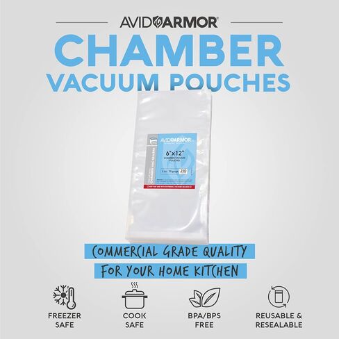 Avid Armor – Chamber Machine Pouches, Pre-Cut Chamber Vacuum Sealer Bags, Heavy Duty Seal Pouch, BPA-Free Chamber Sealer, 6 x 12 inches, Pack of 250 Vacuum Chamber Pouches in Kuwait