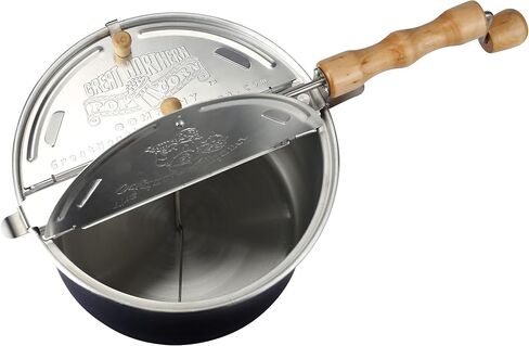 Stovetop Popcorn Maker – 6.5-Quart Popper Pan with Wooden Crank Handle and Internal Kernel Stirrer by Great Northern Popcorn (Black) in Kuwait