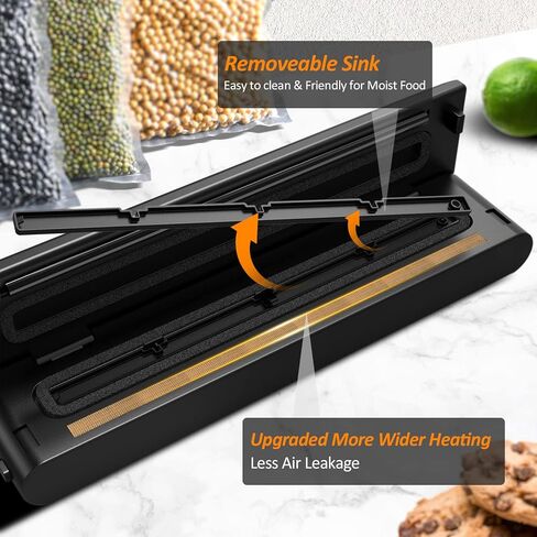 الة اغلاق بتفريغ الهواء لحفظ الطعام مع قطاعة و28 كيس، نظام اغلاق تلقائي للطعام الطازج والجاف والرطب، تصميم صغير ومغناطيسي لاغلاق الوجبة in Kuwait