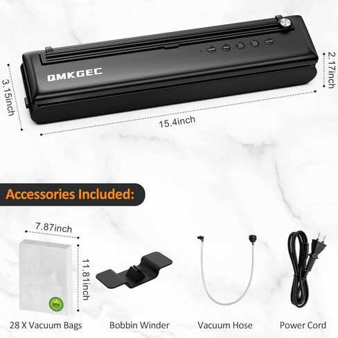 الة اغلاق بتفريغ الهواء لحفظ الطعام مع قطاعة و28 كيس، نظام اغلاق تلقائي للطعام الطازج والجاف والرطب، تصميم صغير ومغناطيسي لاغلاق الوجبة in Kuwait