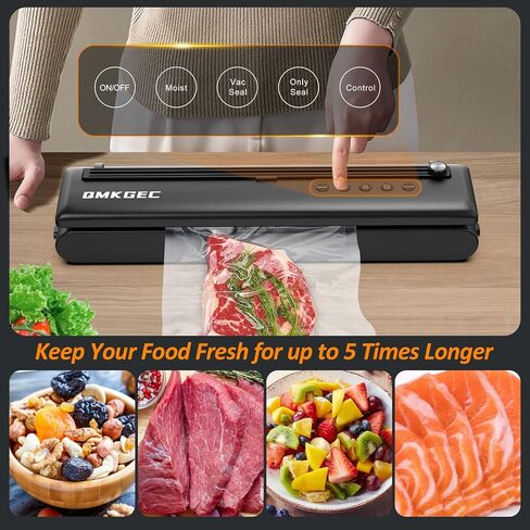 الة اغلاق بتفريغ الهواء لحفظ الطعام مع قطاعة و28 كيس، نظام اغلاق تلقائي للطعام الطازج والجاف والرطب، تصميم صغير ومغناطيسي لاغلاق الوجبة in Kuwait