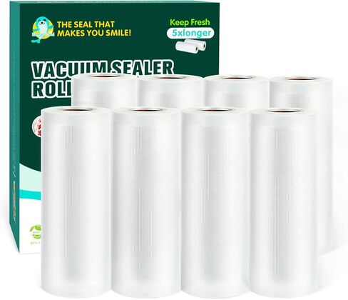 أكياس هابي سيل مانعة للتسرب 11x25 لفة 8 عبوات لحفظ الطعام، ختم الوجبة، خالية من البيسفينول A، درجة تجارية، رائعة لتخزين العطلات، إعداد الوجبات أو فيديو Sous in Kuwait