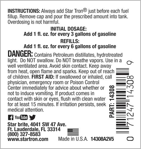 STAR BRITE Star Tron Enzyme Fuel Treatment, Small Engine Formula, 16 Fl Oz Treats up to 96 Gals Gas Additive Rejuvenates & Stabilizes Old Gasoline, Cures & Prevents Ethanol Problems in Saudi Arabia