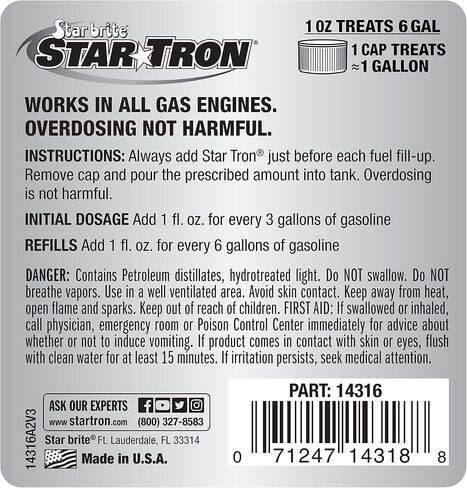 STAR BRITE Star Tron Enzyme Fuel Treatment, Small Engine Formula, 16 Fl Oz Treats up to 96 Gals Gas Additive Rejuvenates & Stabilizes Old Gasoline, Cures & Prevents Ethanol Problems in Saudi Arabia