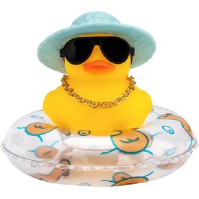 wonuu Car Duck Dashboard Decoration, Rubber Duck Car Ornament for Car Dashboard Decoration Accessories with Mini Bow Tie Gold Chain Straw Hat Sunglasses in Saudi Arabia
