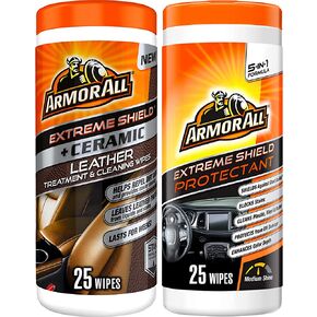 Armor All Interior Car Cleaning Wipes Kit, Disinfects, Protects, and Cleans Car Interiors, Includes Leather Care Wipes, Glass Wipes, Disinfectant Wipes, and Protectant Wipes, 4 Count