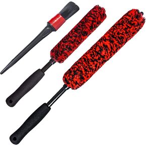 Metal Free Soft Wheel Rim Brush 4 Pack, Synthetic Car Cleaning Brush, Highly Water Absorption, Dense and Durable Tire Brush for Cleaning Wheels, Rims, Spokes, Fenders, Engines… in Saudi Arabia