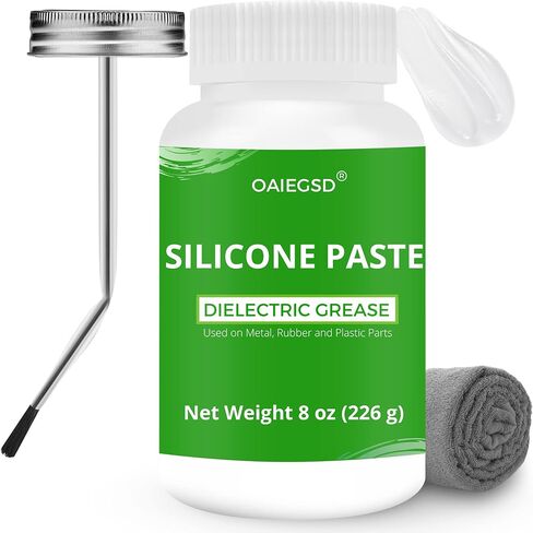8oz Silicone Paste with A Curve Brush, A Straight Brush and A Towel, 100% Dielectric Grease, Excellent Lubricant Silicone Grease for O Rings, Electrical Connectors, Metal, Rubber, Plastic - by OAIEGSD in Saudi Arabia