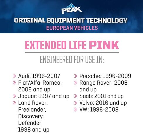 PEAK OET Extended Life Pink 50/50 Prediluted Antifreeze/Coolant for European Vehicles, 1 Gal. in Saudi Arabia