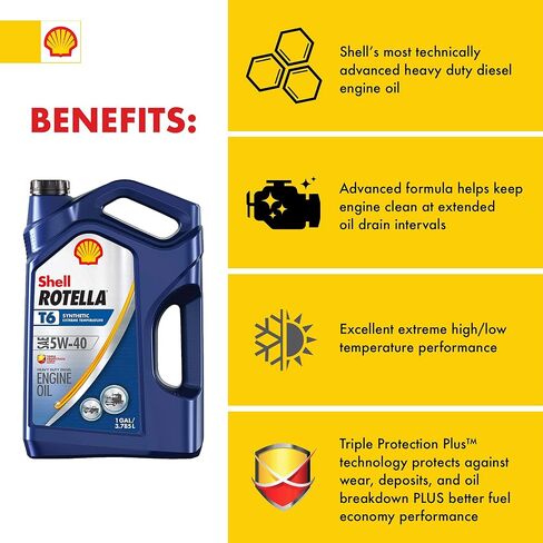 زيت محرك الديزل شل Rotella T6 الاصطناعي بالكامل 5W-40 (1 جالون، علبة 3) in Saudi Arabia