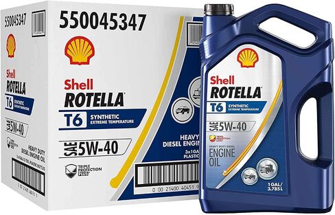 زيت محرك الديزل شل Rotella T6 الاصطناعي بالكامل 5W-40 (1 جالون، علبة 3) in Saudi Arabia