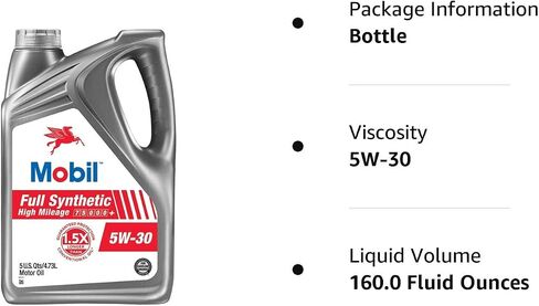 Mobil Full Synthetic Motor Oil 5W-30, 5 Quart in Saudi Arabia