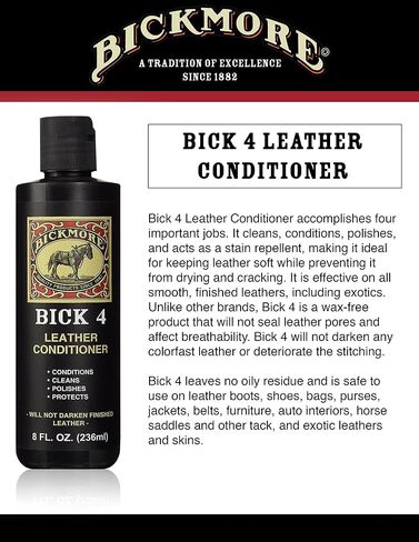 Bick 4 Leather Conditioner and Leather Cleaner 2 oz - Will Not Darken Leather - Safe For All Colors of Leather Apparel, Furniture, Jackets, Shoes, Auto Interiors, Bags & All Other Leather Accessories in Saudi Arabia