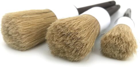 Detail Dudes Boars Hair Ultra Soft Car Detail Brushes - Set of 3 - Perfect for Washing Emblems Wheels Interior Upholstery Air Vents, NO Metal Brush Parts in Saudi Arabia