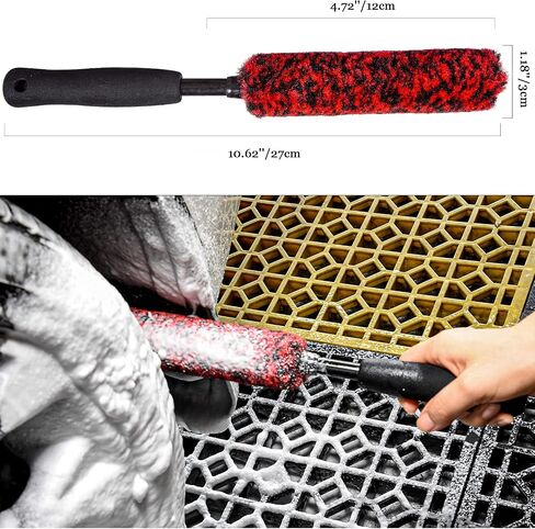 Metal Free Soft Wheel Rim Brush 4 Pack, Synthetic Car Cleaning Brush, Highly Water Absorption, Dense and Durable Tire Brush for Cleaning Wheels, Rims, Spokes, Fenders, Engines… in Saudi Arabia