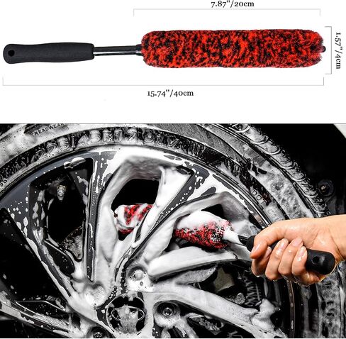 Metal Free Soft Wheel Rim Brush 4 Pack, Synthetic Car Cleaning Brush, Highly Water Absorption, Dense and Durable Tire Brush for Cleaning Wheels, Rims, Spokes, Fenders, Engines… in Saudi Arabia