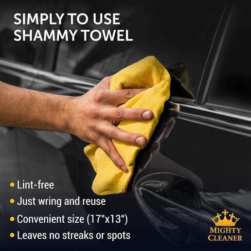 Premium Chamois Cloth for Car - 2pk Mini (17"x13") + 1 Towel Free - Super Absorbent Shammy Towel for Car - Scratch-Free & Reusable in Saudi Arabia