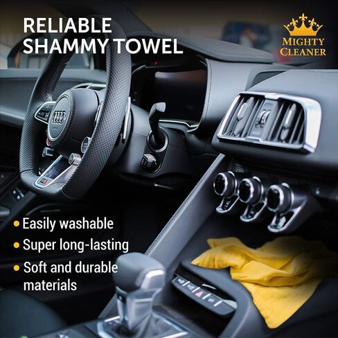 Premium Chamois Cloth for Car - 2pk Mini (17"x13") + 1 Towel Free - Super Absorbent Shammy Towel for Car - Scratch-Free & Reusable in Saudi Arabia
