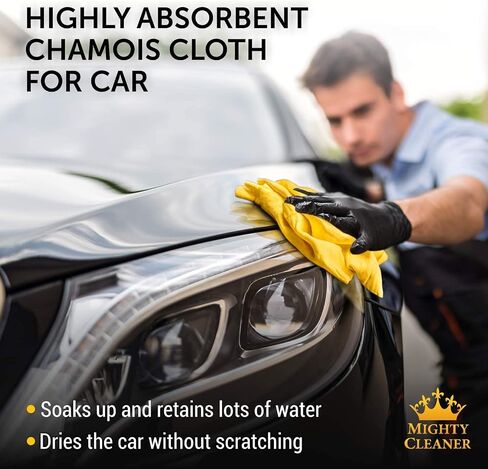 Premium Chamois Cloth for Car - 2pk Mini (17"x13") + 1 Towel Free - Super Absorbent Shammy Towel for Car - Scratch-Free & Reusable in Saudi Arabia