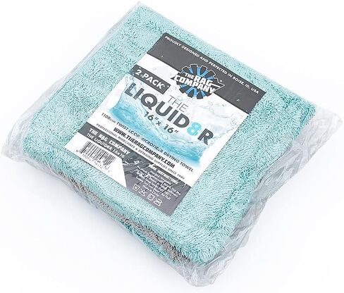 The Rag Company - The Liquid8r - منشفة تجفيف من الألياف الدقيقة ماصة بنسبة 70/30 للسيارات والشاحنات وسيارات الدفع الرباعي، آمنة للتفاصيل + خالية من الخدوش، حلقة ملتوية، 1100 جرامًا للمتر المربع، 25 بوصة × 36 بوصة، أزرق مائي in Kuwait