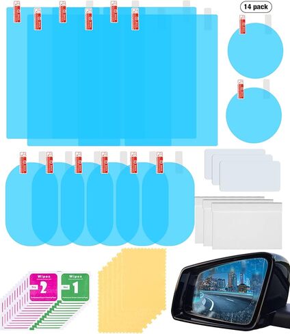 GSZTTKX 14PCS Car Rearview Mirror Film Waterproof Rainproof High-definition Transparent Nano-coated Protective Sticker,suitable for Rearview Mirrors Car Windows Car Trucks SUVs Safe Driving in Saudi Arabia