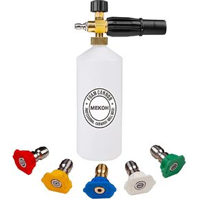 MEKOH 1 Liter Adjustable Foam Cannon Snow Foam Lance with 1/4" Quick Connector 5 Pressure Washer Nozzles for Car Detailing Cleaning in Saudi Arabia
