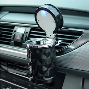Auto Car Ashtray Portable with Blue LED Light Ashtray Smokeless Smoking Stand Cylinder Cup Holder (Black) in Saudi Arabia