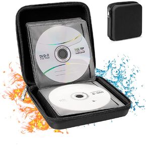 Fireproof CD Case, 64 Capacity DVD Case Holder Organizer, EVA Protective Wallet Storage Organizer, Portable CD Storage Case for Car Travel Home Office