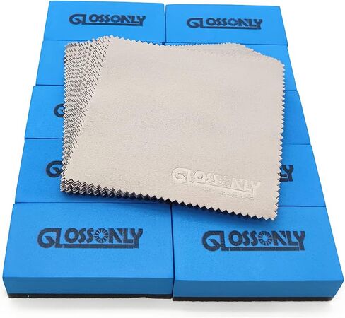 أداة وضع طلاء السيراميك من GLOSSONLY، 10 قطع من إسفنجة وضع تفاصيل السيارة مع 20 قطعة قماش من الألياف الدقيقة من جلد الغزال للسيارات، وشمع السيارة، والمركب، والتلميع، والبلسم، والزجاج والمزيد in Kuwait
