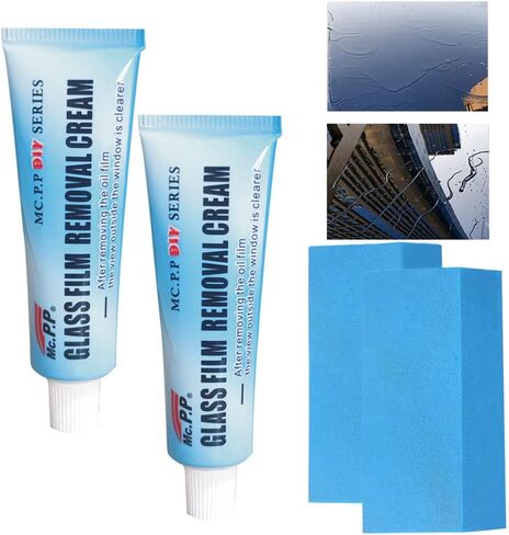 منظف لغشاء زيت السيارة، كريم إزالة غشاء زجاجي، منظف غشاء زيت الزجاج الأمامي للسيارة، مزيل بقع الماء مع إسفنجة (2 مجموعة مع إسفنجة) in Kuwait
