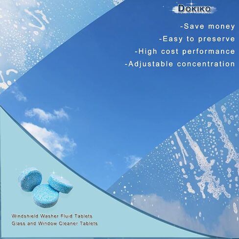 DOKIKO 100 PCS Glass Cleaner Tablets for Cars and Home, 1 Pack Makes 105 Gallons Windshield Washer Fluid or 100 * 16 fl oz Multi-Surface Cleaner Spray in Saudi Arabia