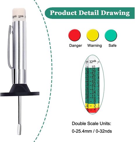 Sexyflying1-piece Truck General Purpose tire Tread Measurement Tread Pen Depth 0-25mm tire Tread Measurement Detection Depth tire Tread Depth Meter in Saudi Arabia