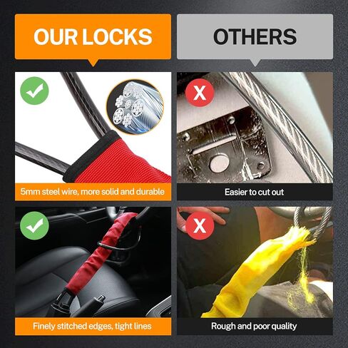 قفل عجلة القيادة، قفل حزام الأمان، جهاز مضاد للسرقة، أقفال عجلة القيادة للسيارات، سيارات الدفع الرباعي، عربة الجولف، أجهزة قفل ضد السرقة - أحمر in Kuwait