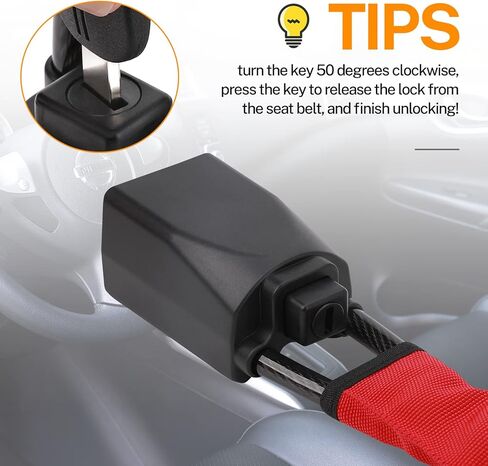 قفل عجلة القيادة، قفل حزام الأمان، جهاز مضاد للسرقة، أقفال عجلة القيادة للسيارات، سيارات الدفع الرباعي، عربة الجولف، أجهزة قفل ضد السرقة - أحمر in Kuwait