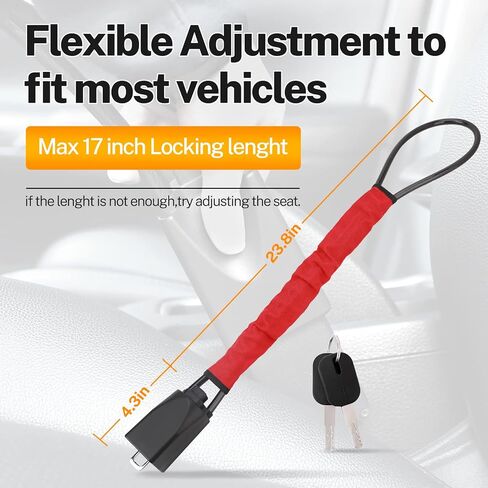 قفل عجلة القيادة، قفل حزام الأمان، جهاز مضاد للسرقة، أقفال عجلة القيادة للسيارات، سيارات الدفع الرباعي، عربة الجولف، أجهزة قفل ضد السرقة - أحمر in Kuwait