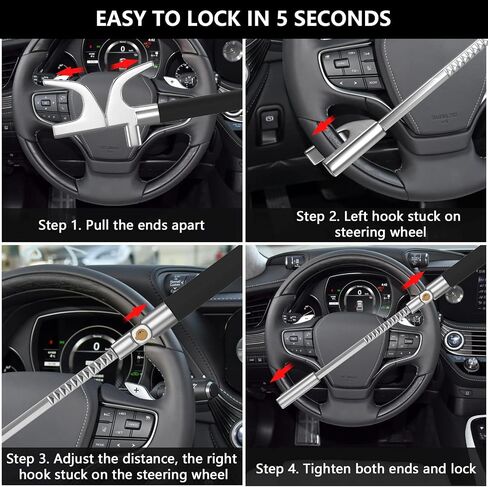 IMAYCC Steering Wheel Lock, Anti Theft Car Device, The Club Steering Wheel Lock, Heavy Duty Anti-Theft Retractable Car Steering Lock for Car/Auto/Truck/SUV/Van in Kuwait