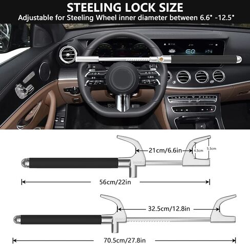 IMAYCC Steering Wheel Lock, Anti Theft Car Device, The Club Steering Wheel Lock, Heavy Duty Anti-Theft Retractable Car Steering Lock for Car/Auto/Truck/SUV/Van in Kuwait
