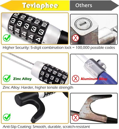 Tevlaphee Steering Wheel Lock Anti Theft Security Extendable Device Retractable Keyless Password 5 Coded Combination Antitheft Lock Heavy Duty Universal Fit for Vehicle Car Truck Van SUV Twin Hooks in Saudi Arabia