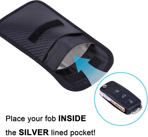 حقيبة فاراداي لمفتاح فوب، ويزدومبرو WP4694 RFID مفتاح فوب حامي RF إشارة السيارة حجب حامي قفص فاراداي، حقيبة مضادة للسرقة، مانع للقرصنة - أسود in Kuwait