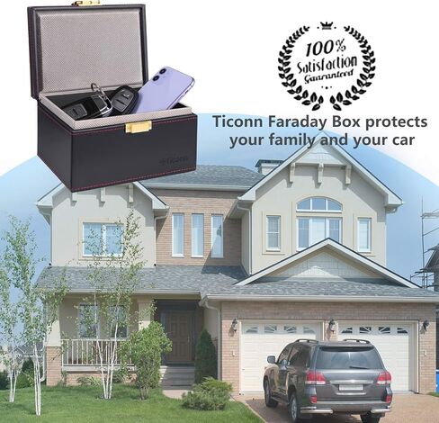 TICONN Faraday Box for Car Keys, Carbon Fiber RFID Key Fob Signal Blocker | Dual-Layer Shielding, Keyless Car Theft Protection, Phone & Card Signal Blocking, Luxurious Appearance, 3 Size Options in Kuwait